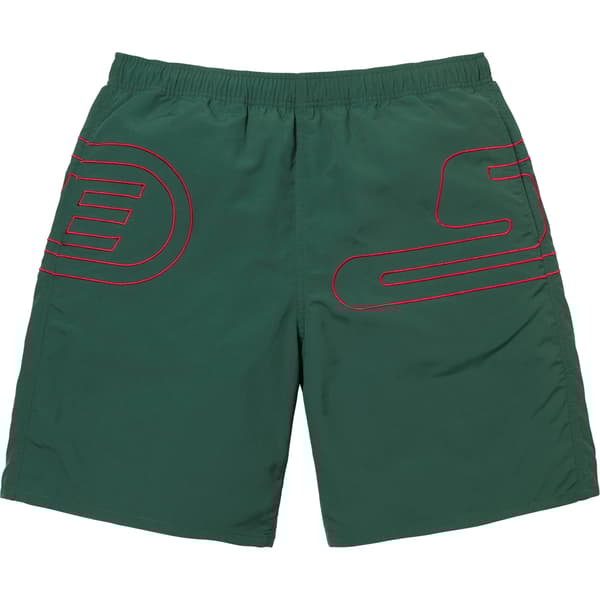 Supreme Big Logo Nylon Short - Dark Green (front)