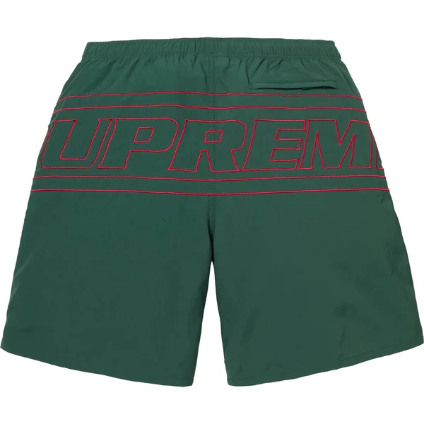 Supreme Big Logo Nylon Short - Dark Green (front)