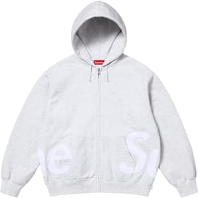 Supreme Big Logo Zip Up Hooded Sweatshirt Ash Grey