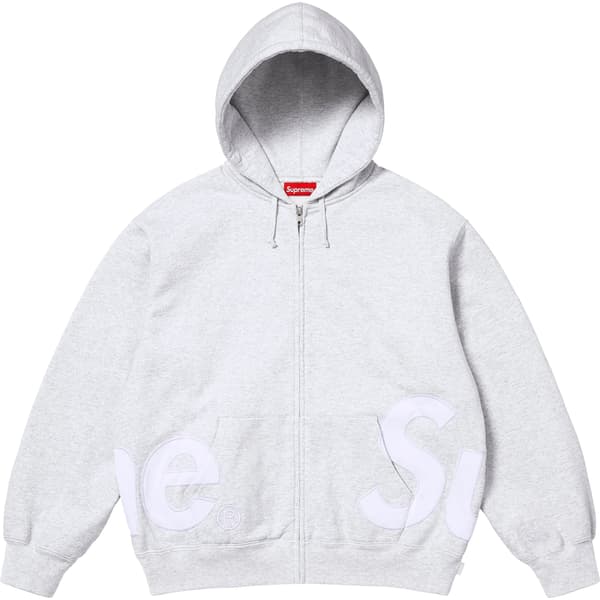 Supreme Big Logo Zip Up Hooded Sweatshirt - Ash Grey (front)