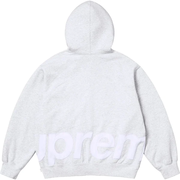 Supreme Big Logo Zip Up Hooded Sweatshirt - Ash Grey (front)