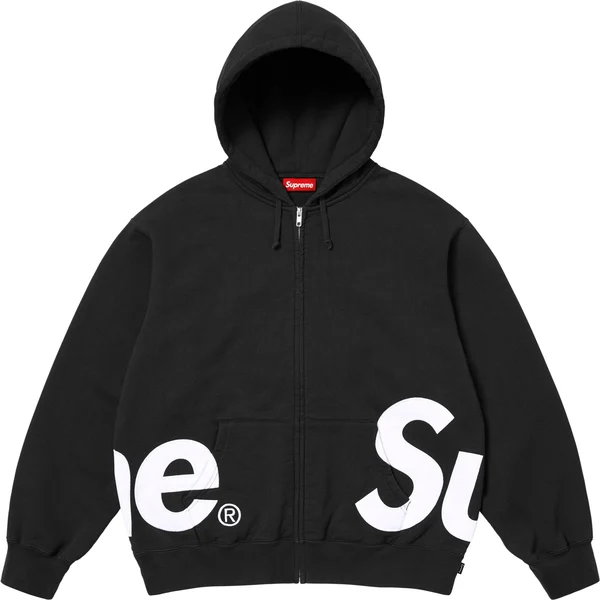 Supreme Big Logo Zip Up Hooded Sweatshirt - Black (front)