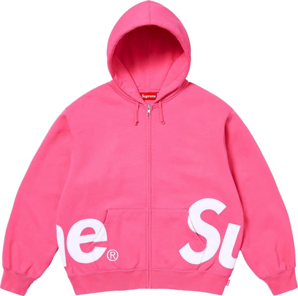 Supreme Big Logo Zip Up Hooded Sweatshirt - Magenta (front)