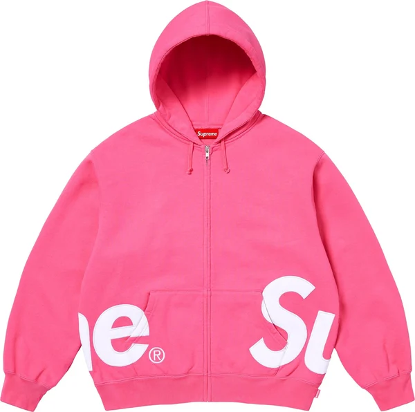 Supreme Big Logo Zip Up Hooded Sweatshirt - Magenta (front)