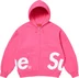Supreme Big Logo Zip Up Hooded Sweatshirt - Magenta (front)