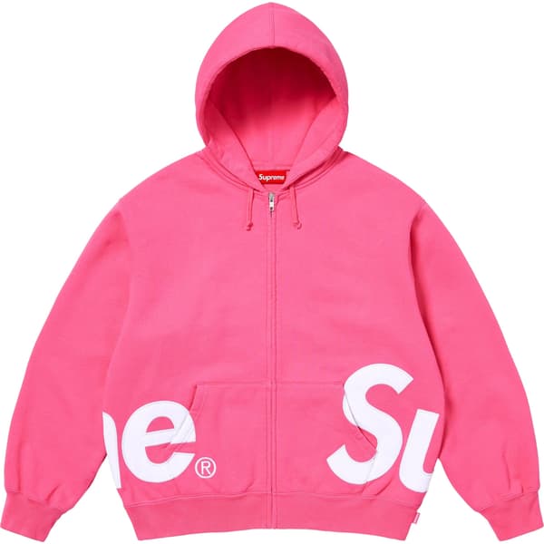 Supreme Big Logo Zip Up Hooded Sweatshirt - Magenta (front)