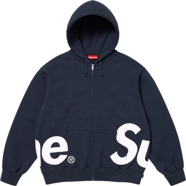 Supreme Big Logo Zip Up Hooded Sweatshirt - Navy (front)