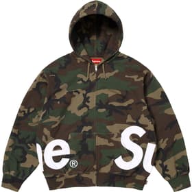 Supreme Big Logo Zip Up Hooded Sweatshirt Woodland Camo