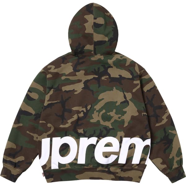 Supreme Big Logo Zip Up Hooded Sweatshirt - Woodland Camo (front)