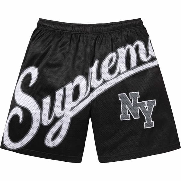 Supreme Big Script Mesh Short - Black (front)