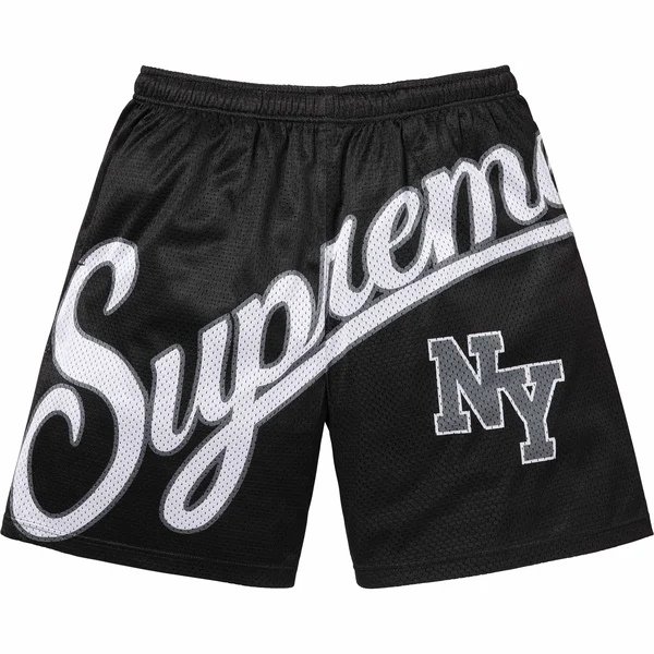 Supreme Big Script Mesh Short - Black (front)