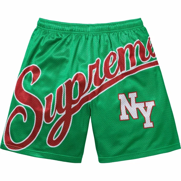 Supreme Big Script Mesh Short - Green (front)