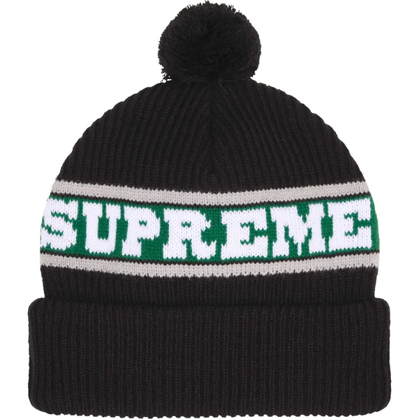 Supreme Big Stripe Beanie - Black (front)