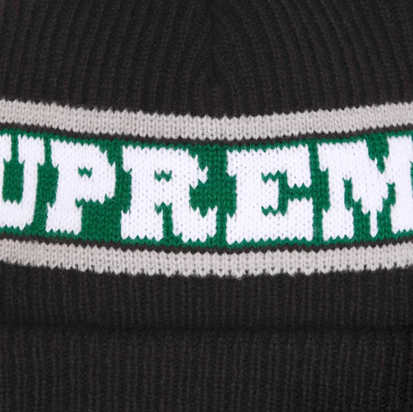 Supreme Big Stripe Beanie - Black (front)