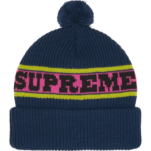 Supreme Big Stripe Beanie - Navy (front)