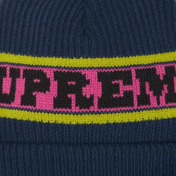 Supreme Big Stripe Beanie - Navy (front)