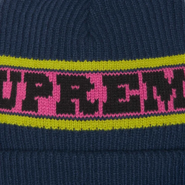 Supreme Big Stripe Beanie - Navy (front)