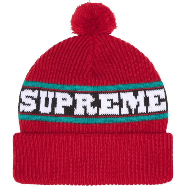 Supreme Big Stripe Beanie - Red (front)