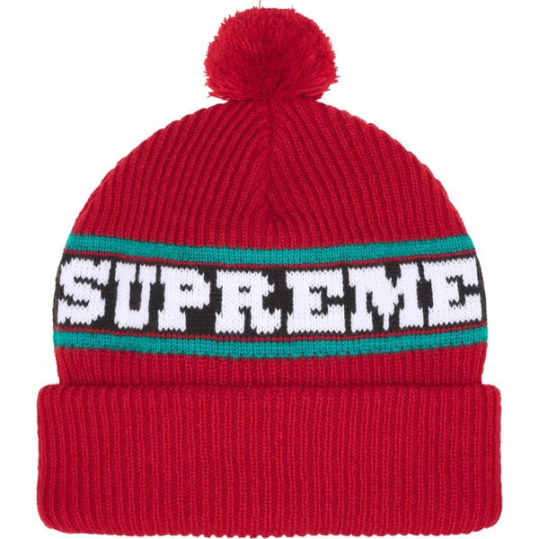 Supreme Big Stripe Beanie - Red (front)