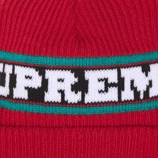 Supreme Big Stripe Beanie - Red (front)