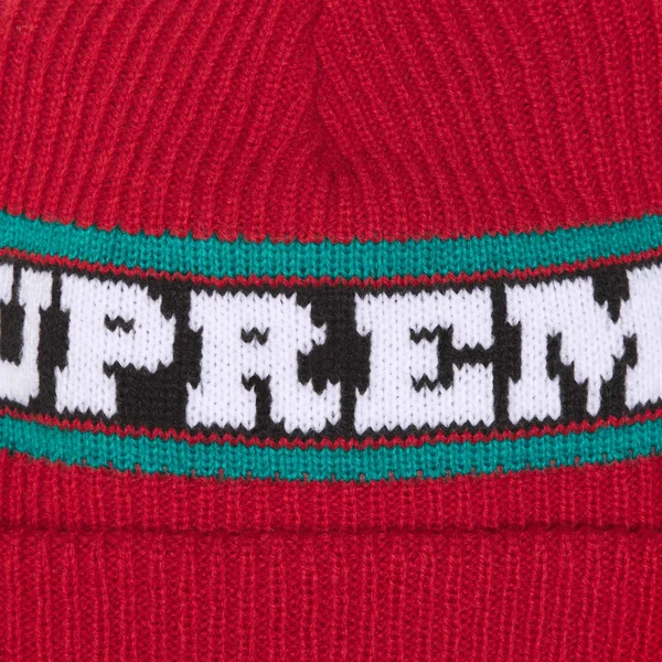 Supreme Big Stripe Beanie - Red (front)