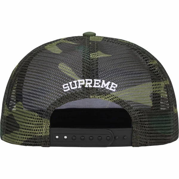 Supreme Black Cat Mesh Back 5-Panel - Woodland Camo (front)