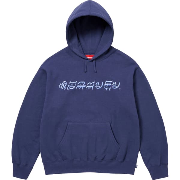 Supreme Blackletter Hooded Sweatshirt - Washed Navy (front)
