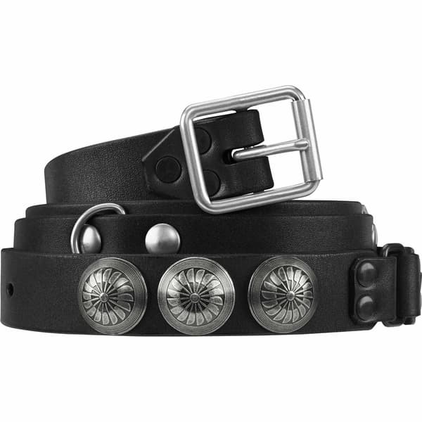 Supreme blackmeans Concho Leather Belt - Black (front)