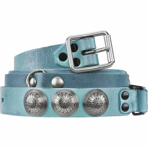 Supreme blackmeans Concho Leather Belt - Light Green (front)