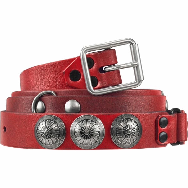 Supreme blackmeans Concho Leather Belt - Red (front)
