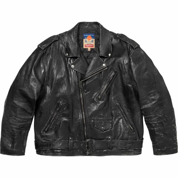 Supreme blackmeans Painted Leather Motorcycle Jacket - Black (front)