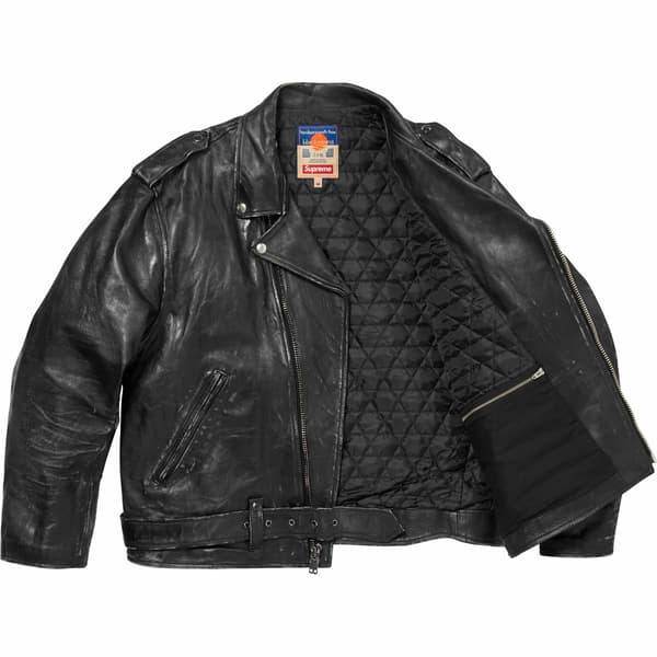 Supreme blackmeans Painted Leather Motorcycle Jacket - Black (front)