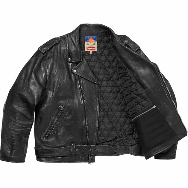 Supreme blackmeans Painted Leather Motorcycle Jacket - Black (front)