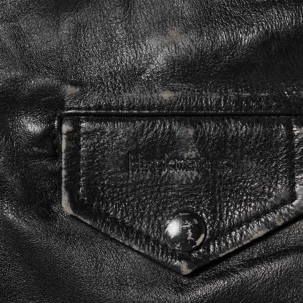 Supreme blackmeans Painted Leather Motorcycle Jacket - Black (front)