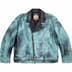 Supreme blackmeans Painted Leather Motorcycle Jacket - Light Green (front)