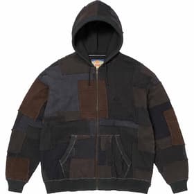 Supreme blackmeans Patchwork Zip Up Hooded Sweater Black