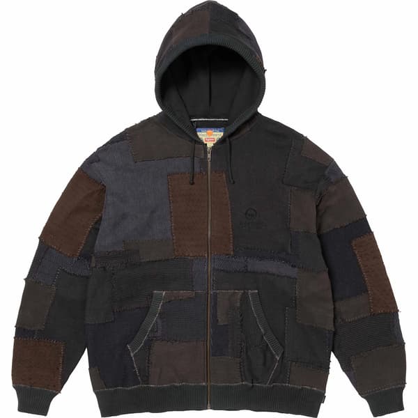 Supreme blackmeans Patchwork Zip Up Hooded Sweater - Black (front)