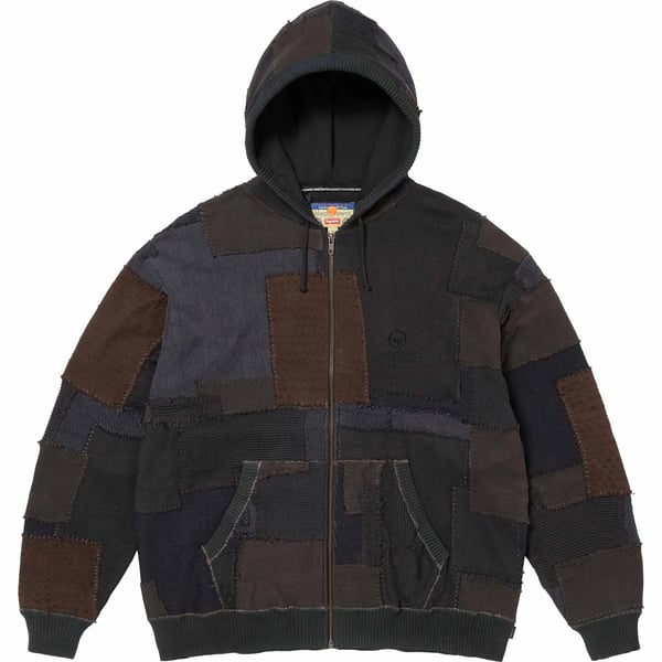 Supreme blackmeans Patchwork Zip Up Hooded Sweater - Black (front)