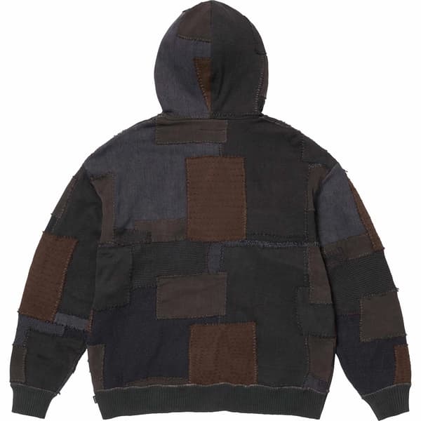 Supreme blackmeans Patchwork Zip Up Hooded Sweater - Black (front)