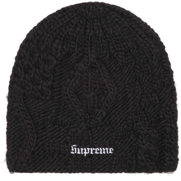 Supreme Block Knit Beanie - Black (front)