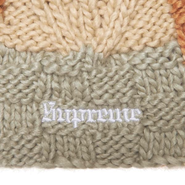 Supreme Block Knit Beanie - Tan (front)