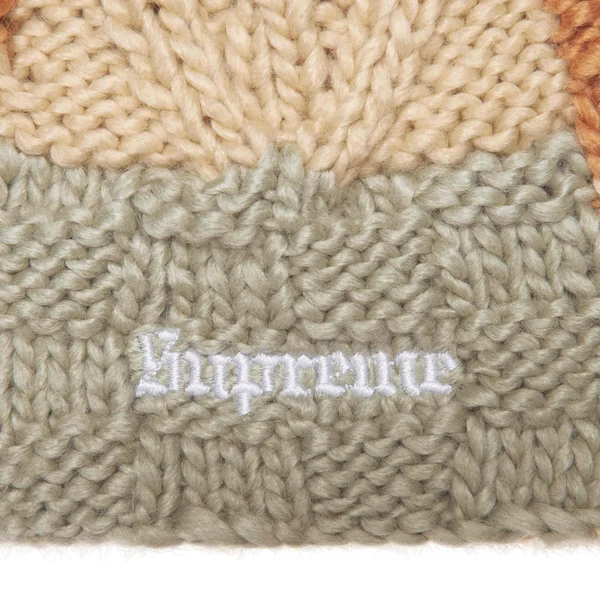 Supreme Block Knit Beanie - Tan (front)