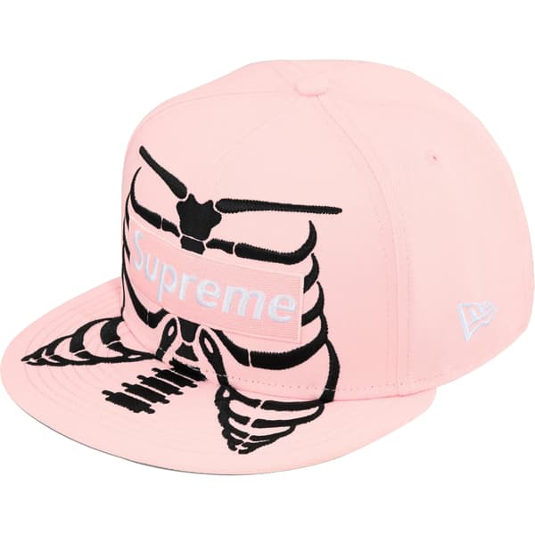 Supreme Bones Box Logo New Era - Pink (front)
