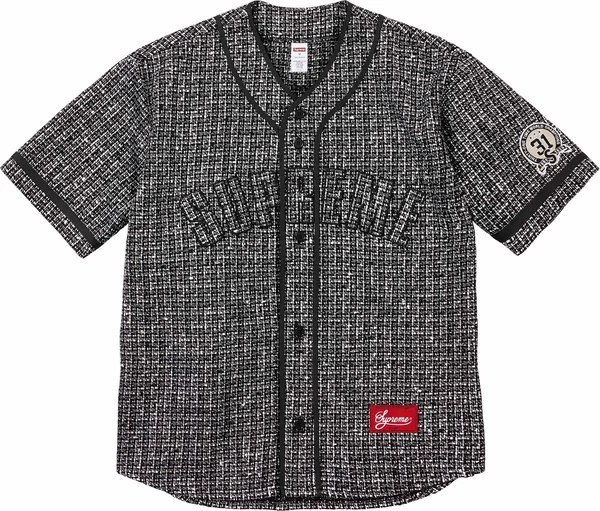 Supreme Bouclé Baseball Jersey - Black (front)