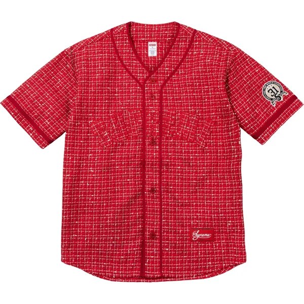 Supreme Bouclé Baseball Jersey - Red (front)