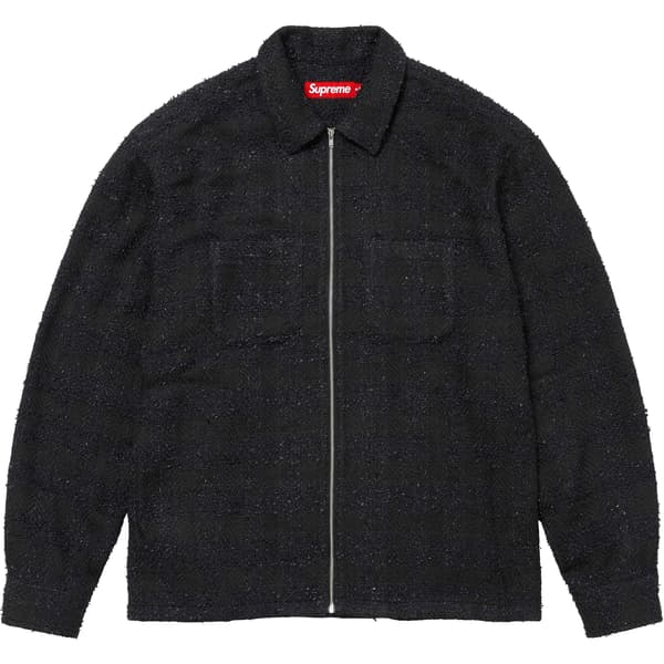 Supreme Bouclé Zip Up Shirt - Black (front)