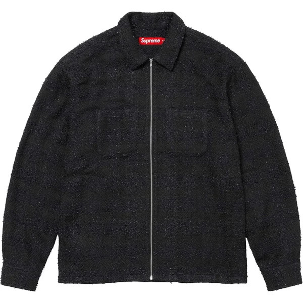 Supreme Bouclé Zip Up Shirt - Black (front)