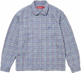 Supreme Bouclé Zip Up Shirt Blue
