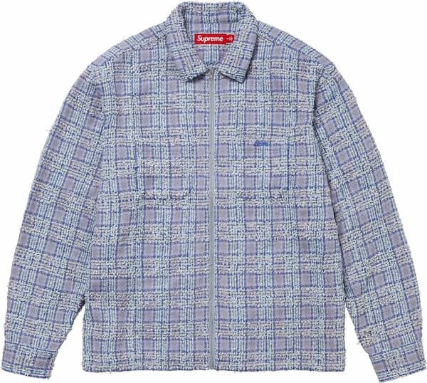 Supreme Bouclé Zip Up Shirt - Blue (front)
