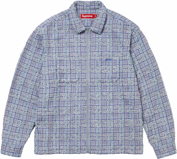 Supreme Bouclé Zip Up Shirt - Blue (front)